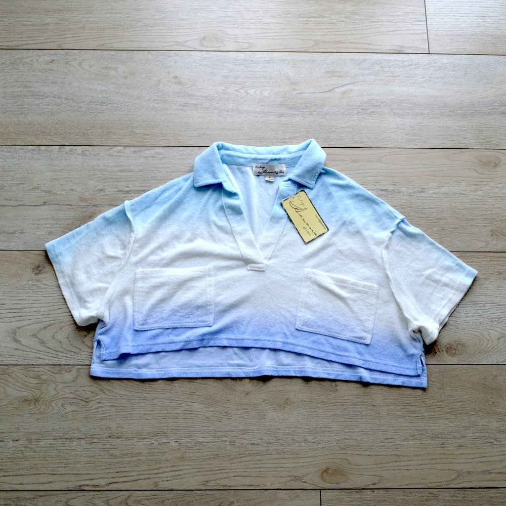 vintage Havana ombre towel cropped top shirt woman size S new